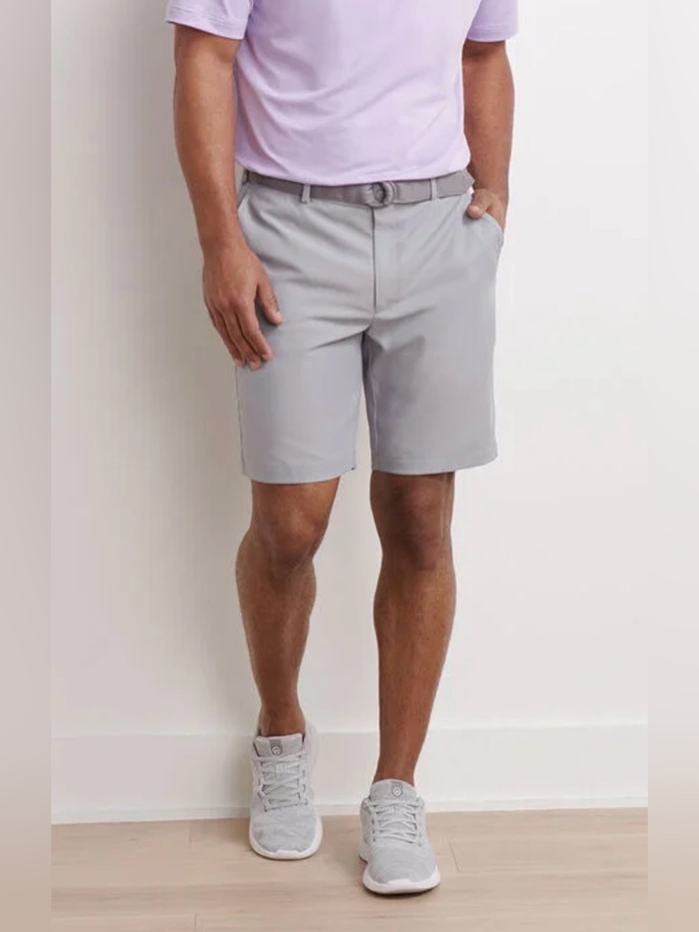Peter Millar Salem Golf Shorts Mens 38 Gray Gale Performance Flat Front Athletic